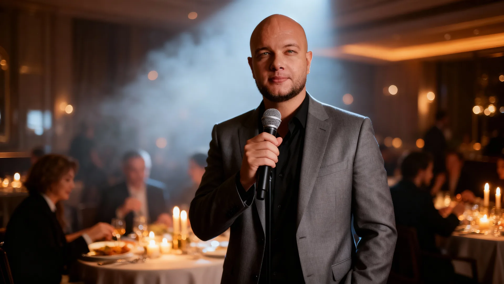 Камерная атмосфера бизнес-завтрака в ресторане со свечами